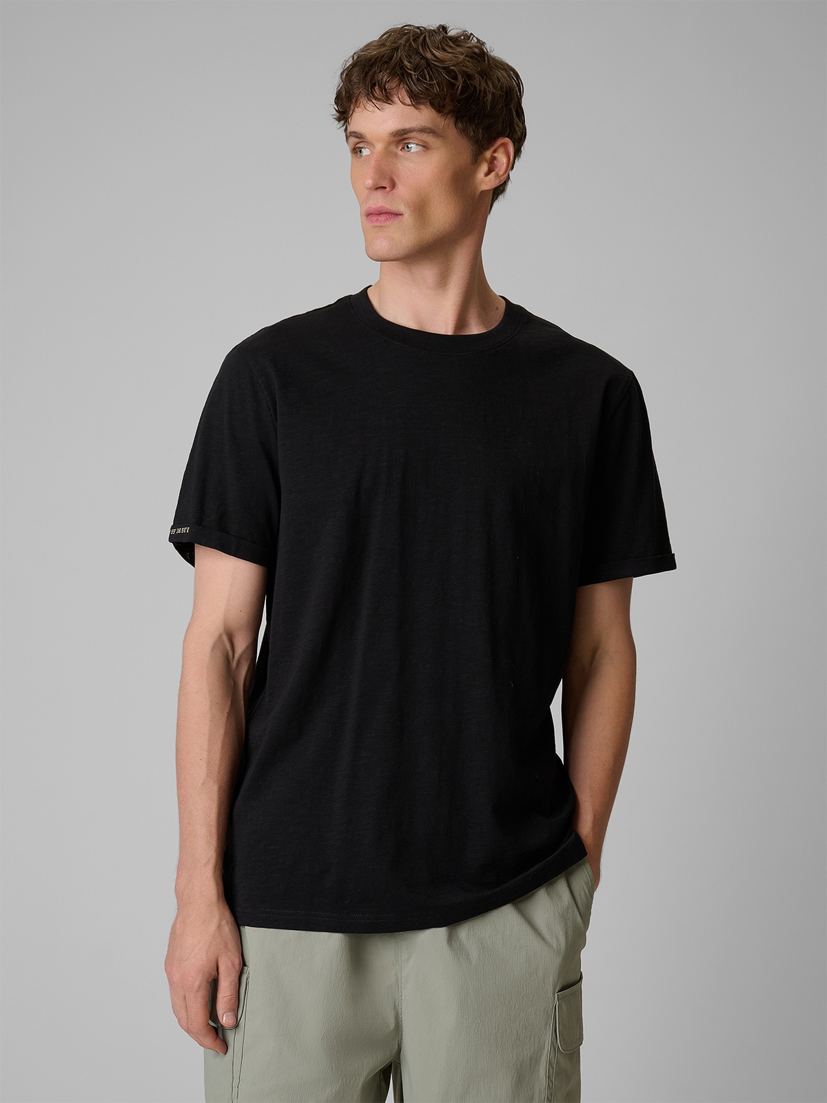 4F T-shirt regular gładki męski - czarny XXL