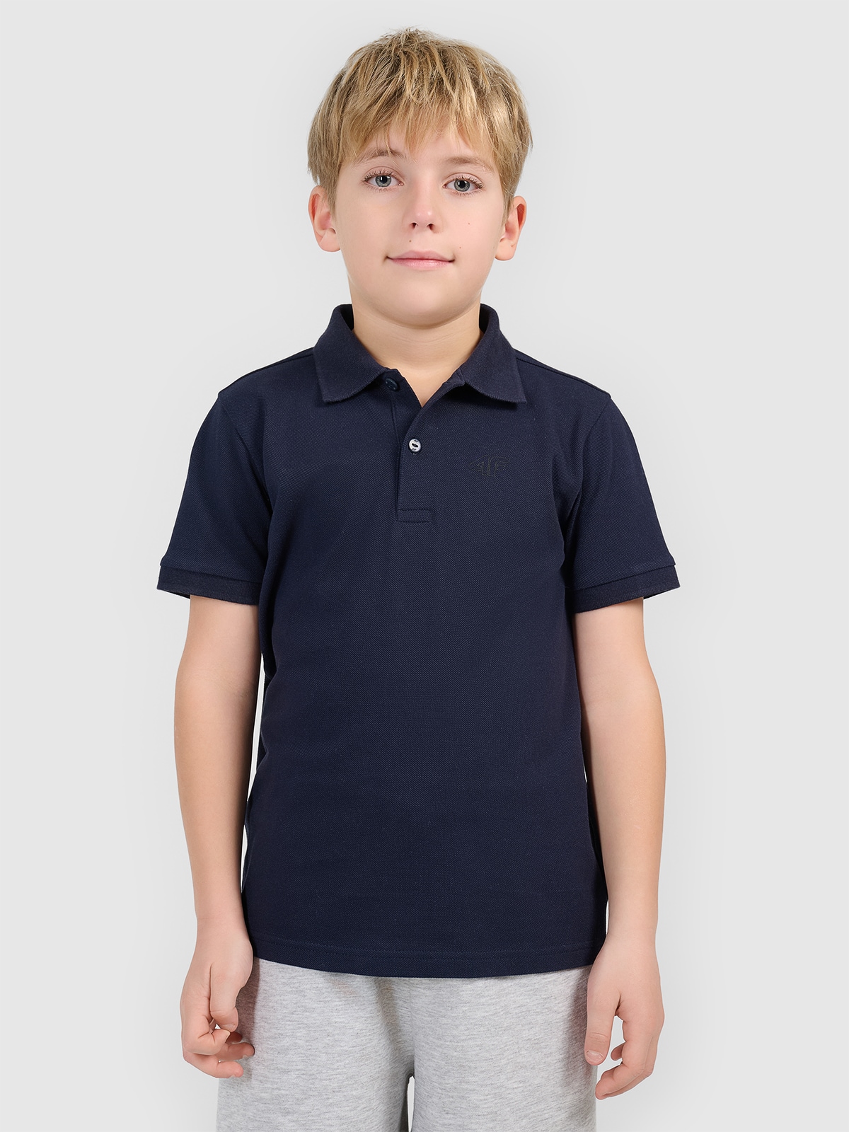 4F Koszulka polo regular chłopięca - granatowa 164 (13-14 lat)