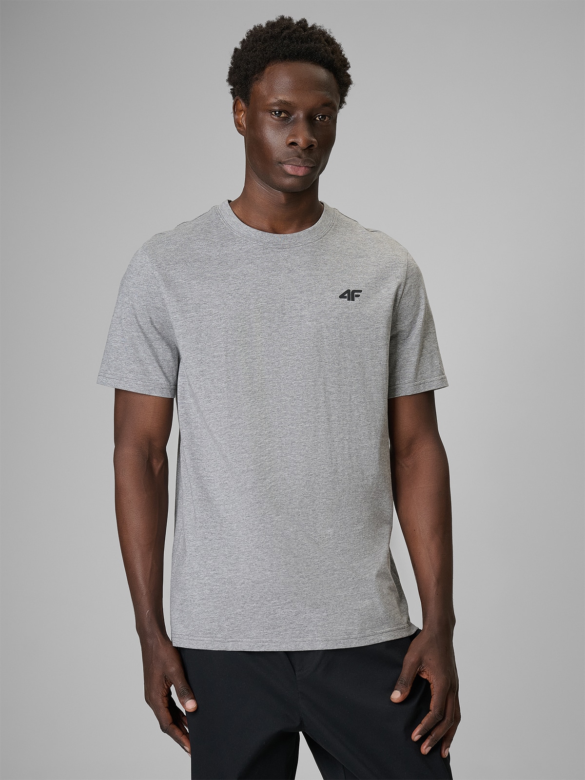 4F T-shirt regular gładki męski (3-pack) - szary+czarny+granatowy XXL