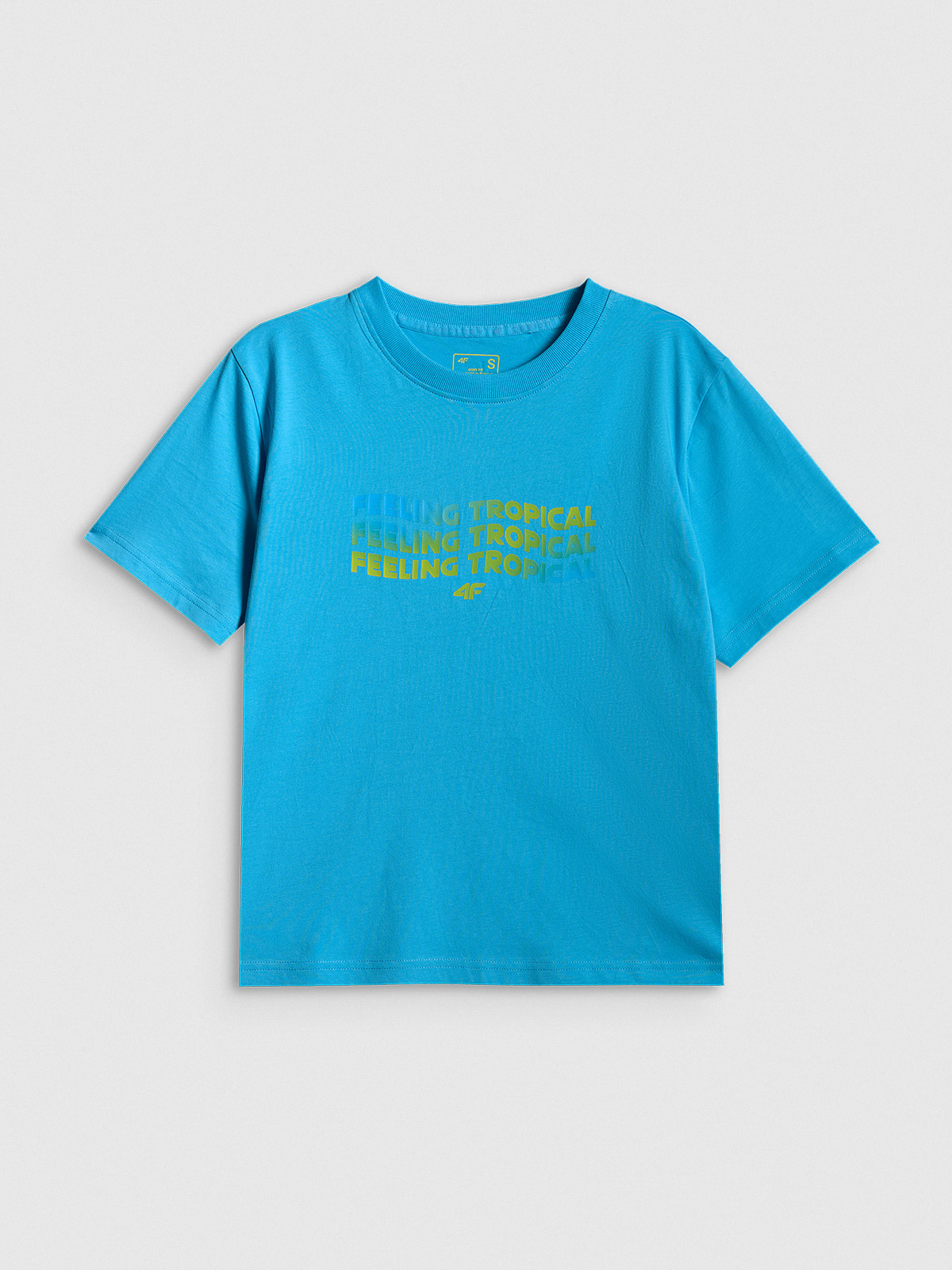 4F T-shirt boxy z nadrukiem damski - niebieski XL