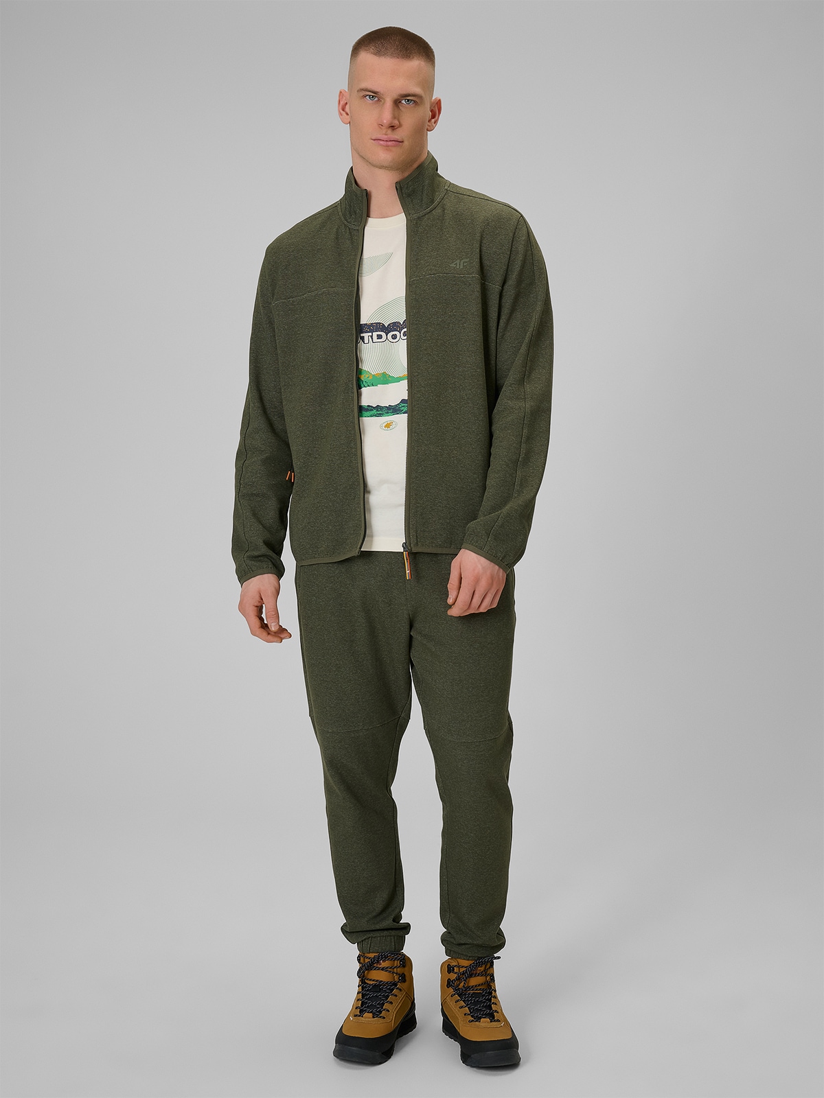 4F Spodnie dresowe joggery męskie - khaki XXL