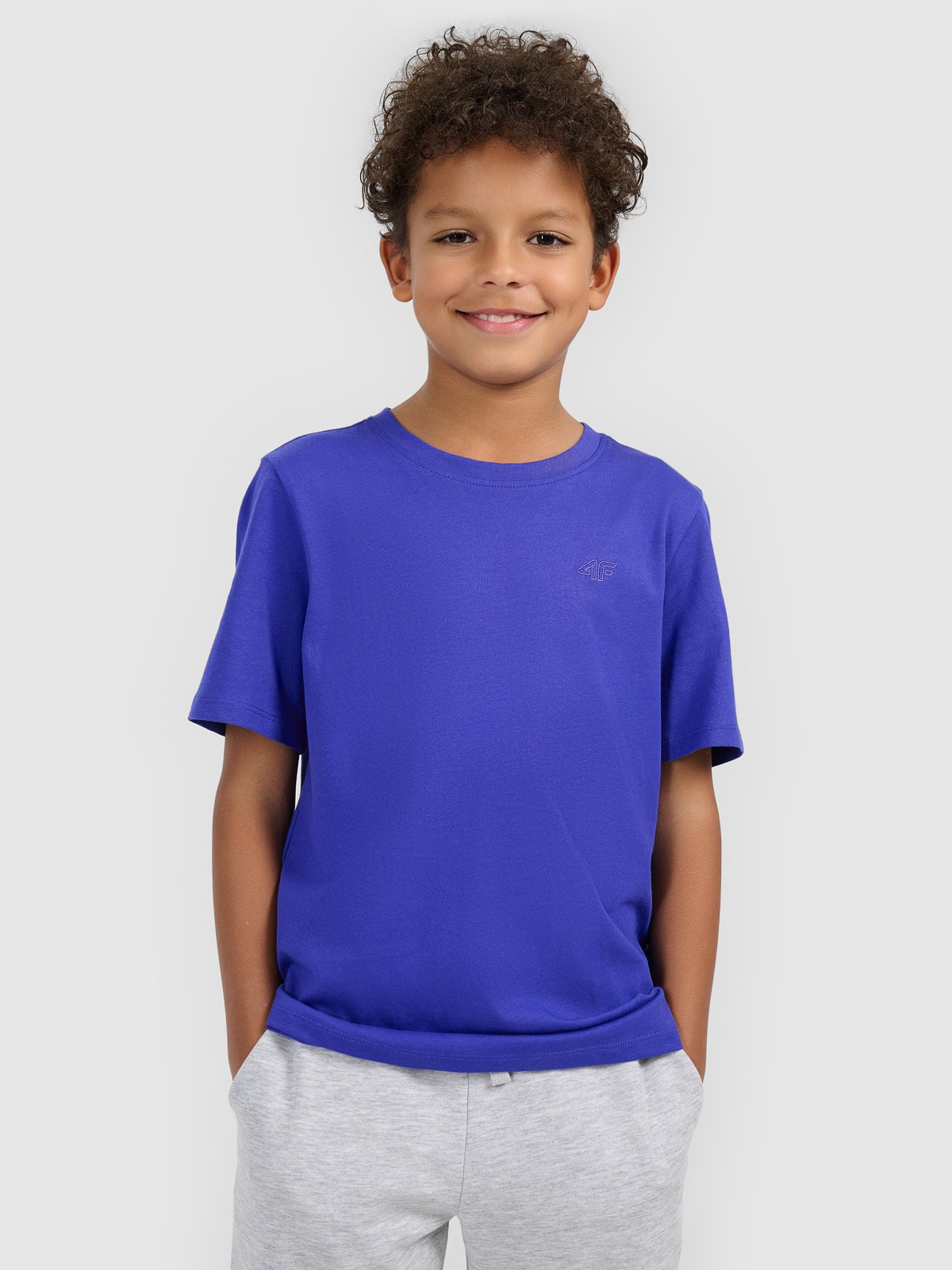 4F T-shirt regular gładki chłopięcy - niebieski 164 (13-14 lat)