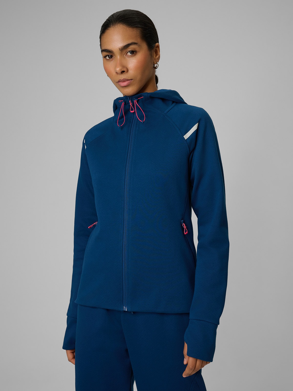 4F Bluza dresowa slim z kapturem damska - turkusowa XS