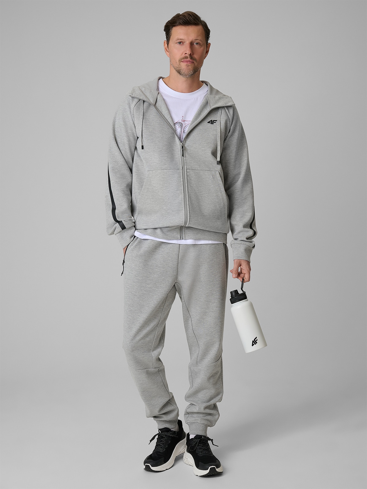 4F Spodnie dresowe joggery męskie - szare XXL