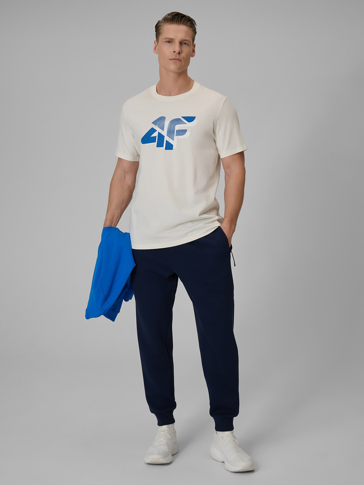 4F Spodnie dresowe joggery męskie - granatowe XXL