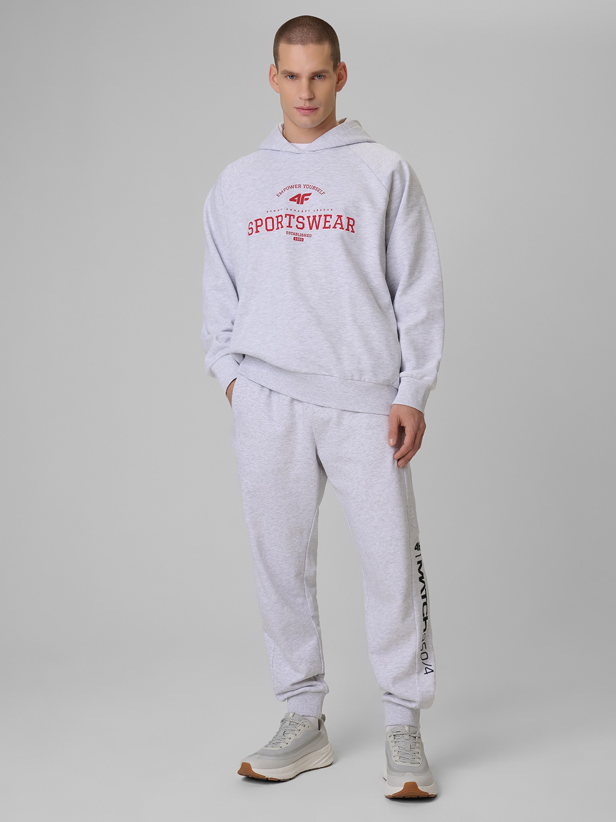4F Spodnie dresowe joggery męskie - szare XXL