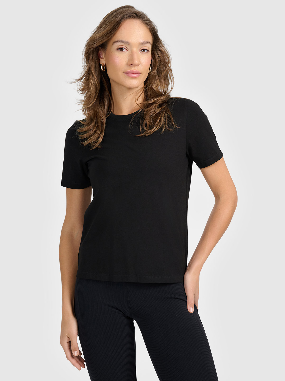 4F T-shirt regular gładki damski - czarny XXL