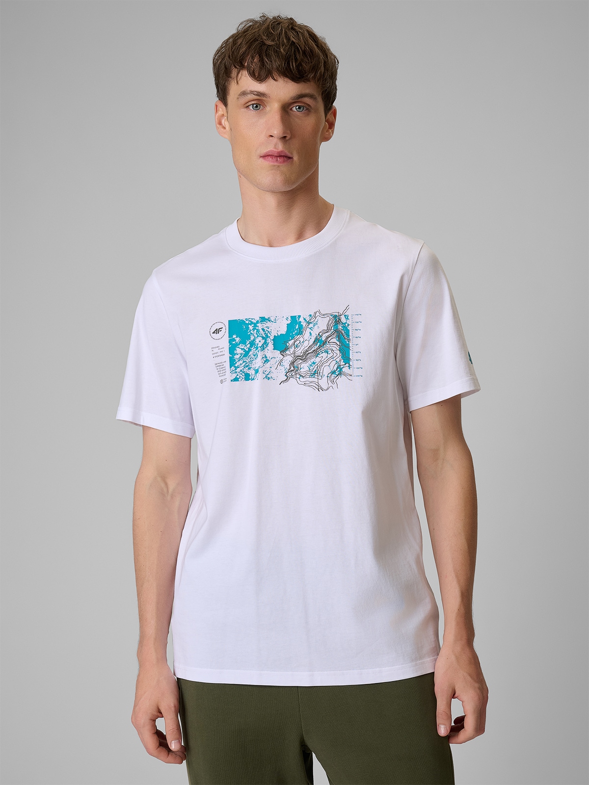 4F T-shirt regular z nadrukiem męski - biały XXL