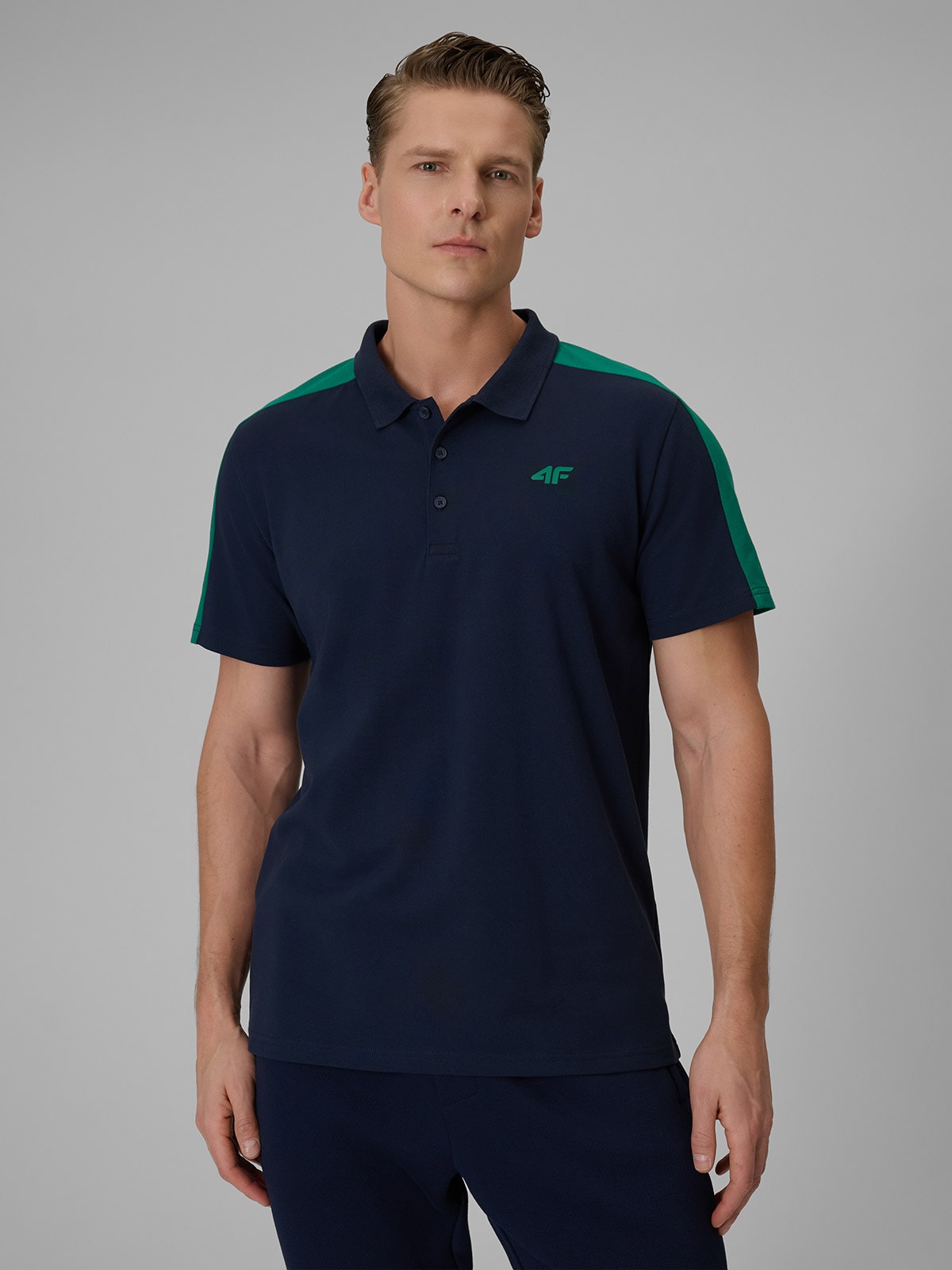 4F Koszulka polo regular męska - granatowa XXL