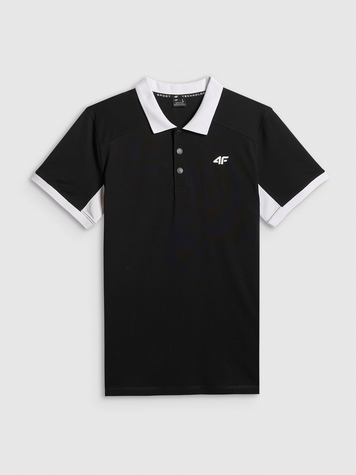 4F Koszulka polo regular męska - czarna XL