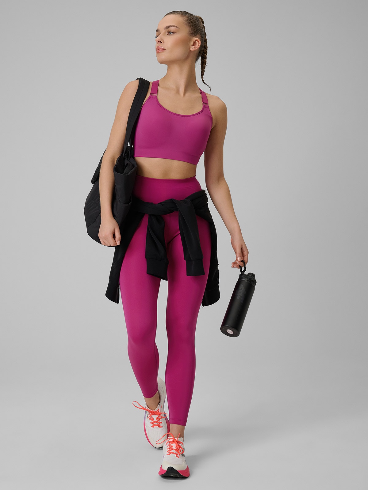 4F Legginsy treningowe szybkoschnące damskie - różowe XS