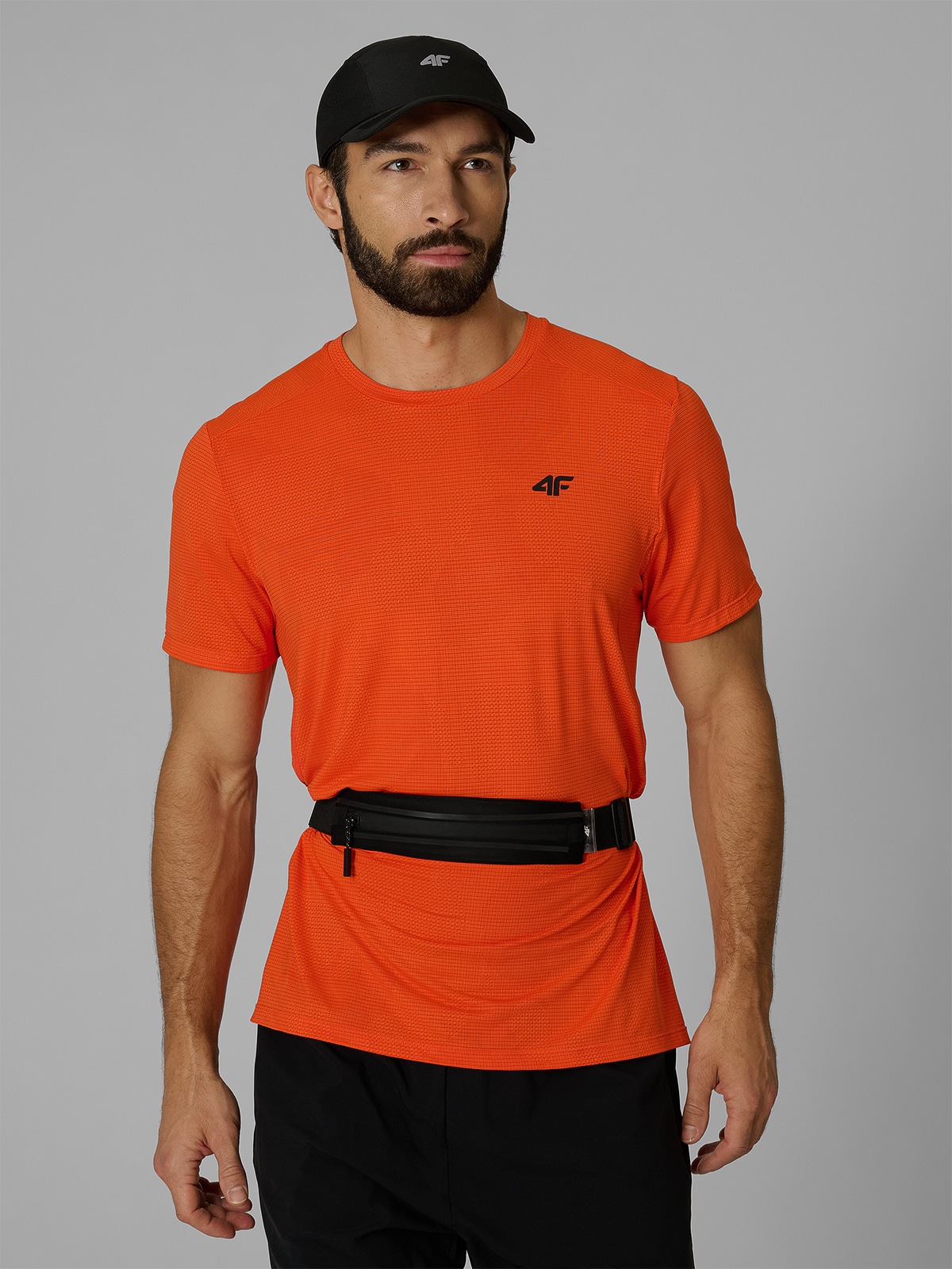 4F Koszulka treningowa regular szybkoschnąca męska - pomarańczowa XXL