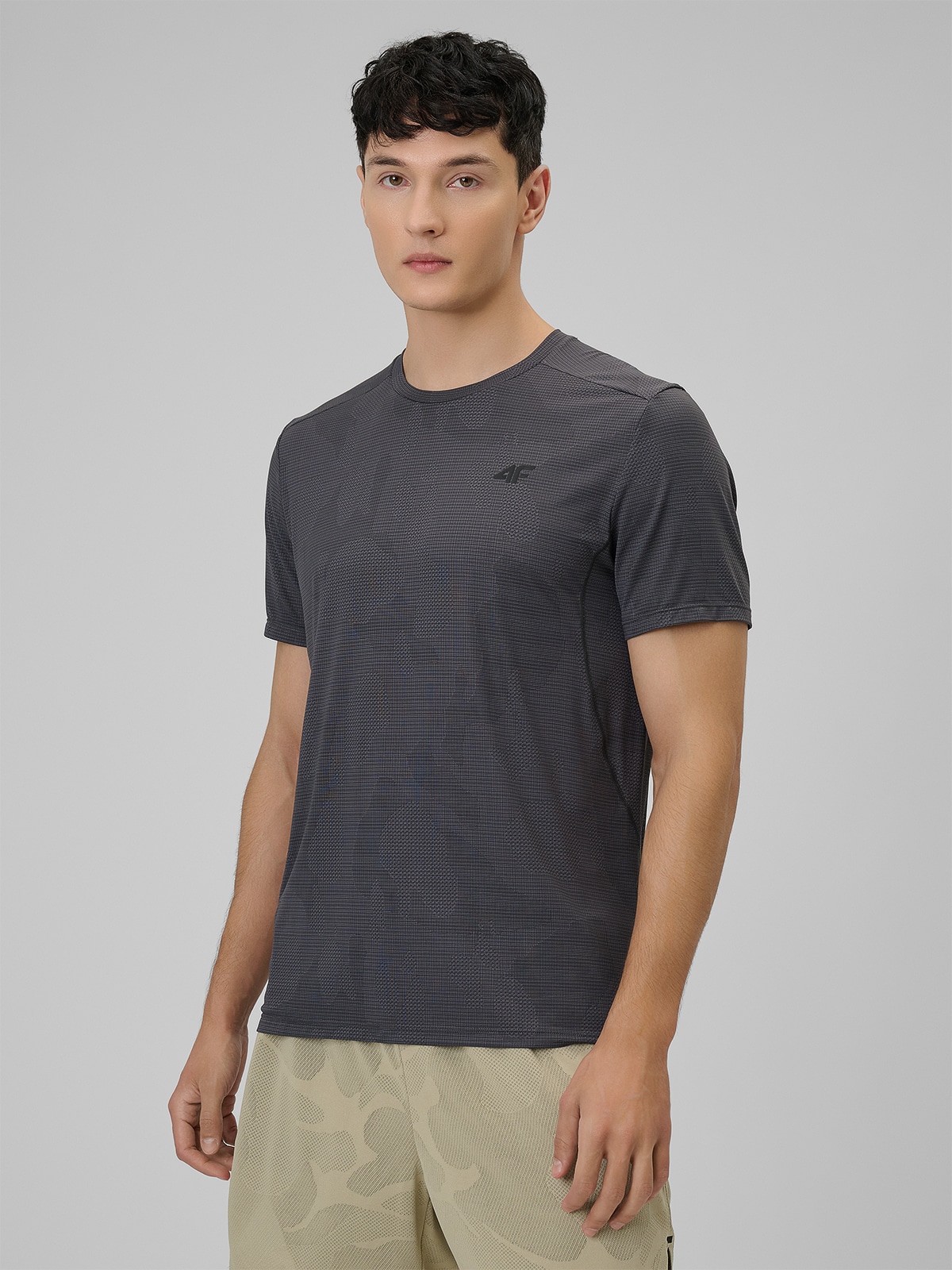 4F Koszulka treningowa regular szybkoschnąca męska - szara XXL