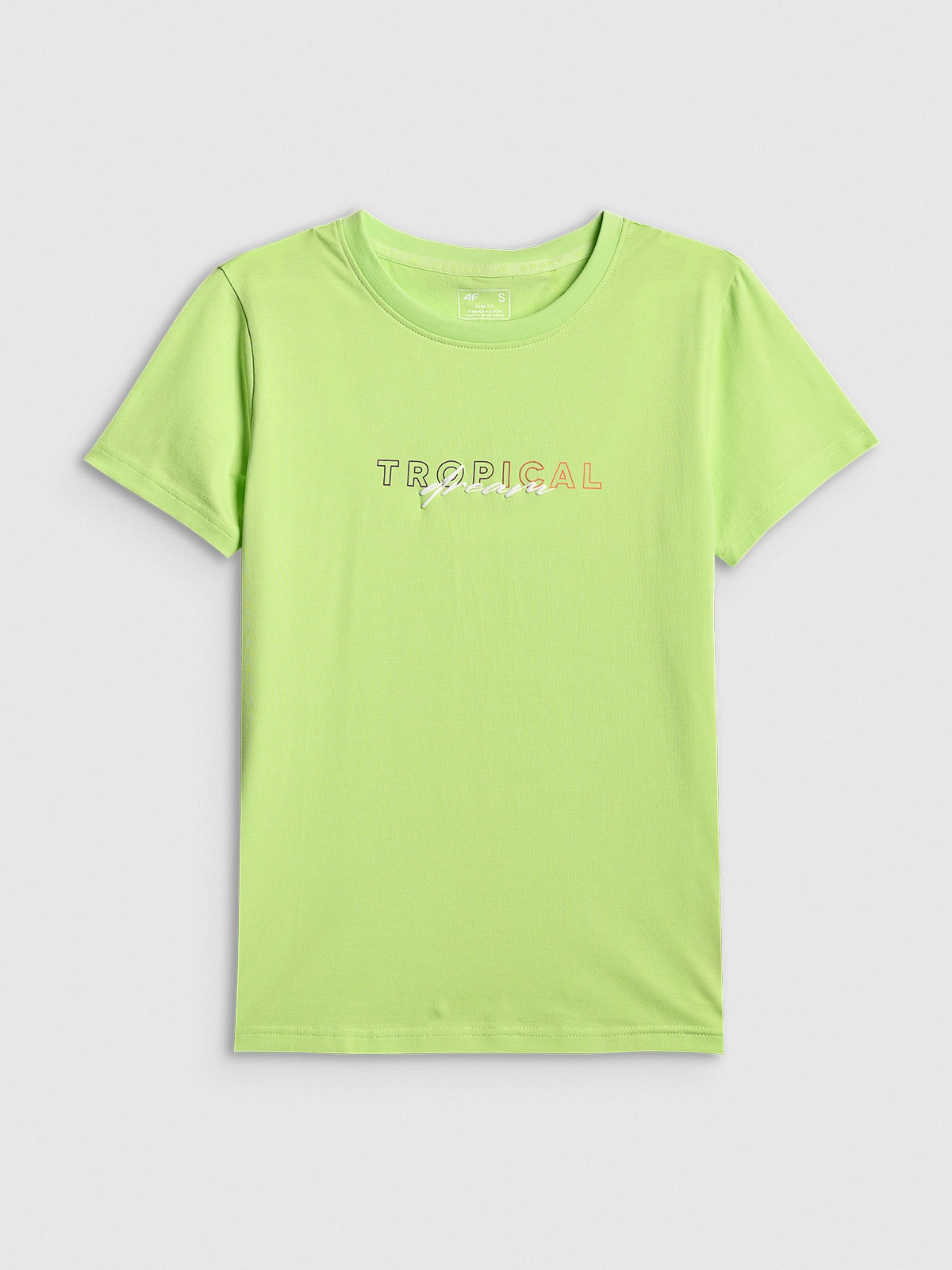 4F T-shirt slim z nadrukiem damski - żółty XXL