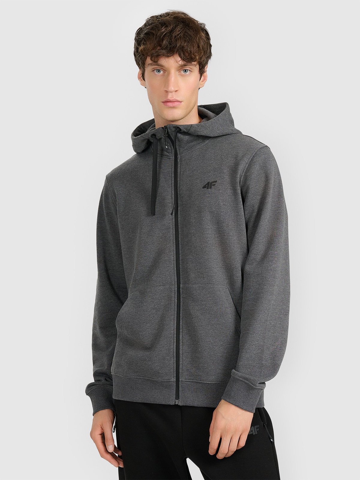 Opinie o Bluza dresowa rozpinana z kapturem męska - szara XXL