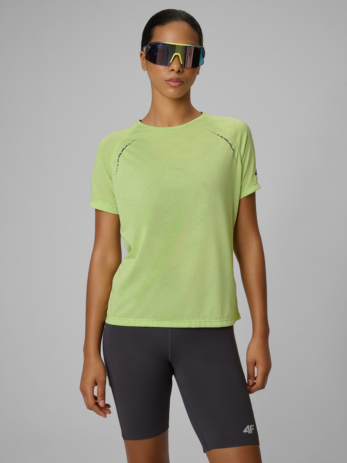 4F Koszulka do biegania szybkoschnąca damska - żółta XS