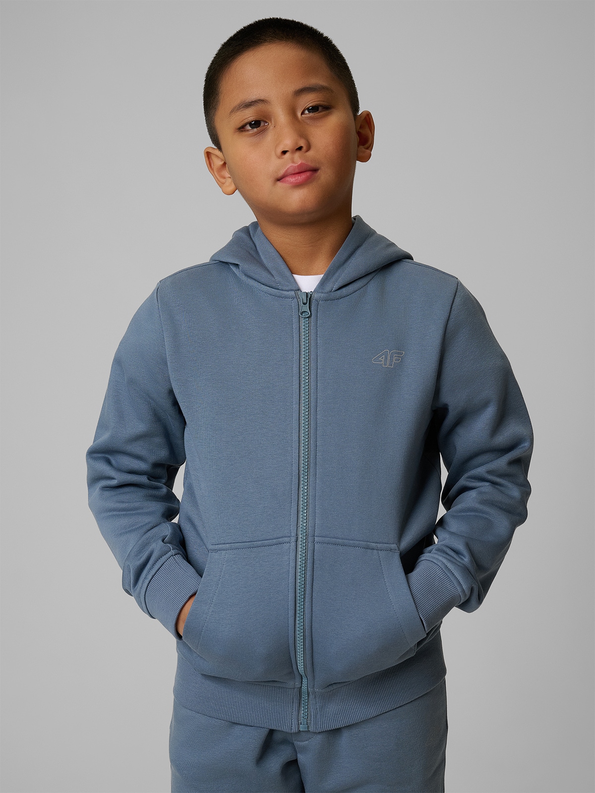 4F Bluza dresowa regular z kapturem chłopięca - granatowa 158 (12-13 lat)
