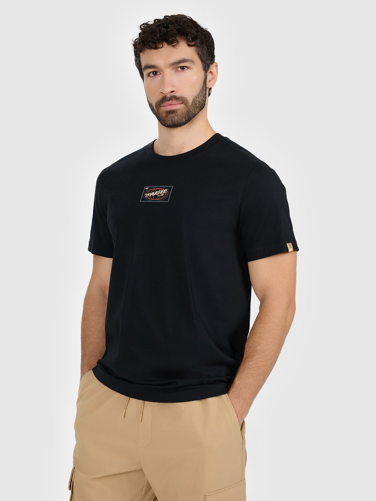 4F T-shirt regular z nadrukiem męski - czarny XXL
