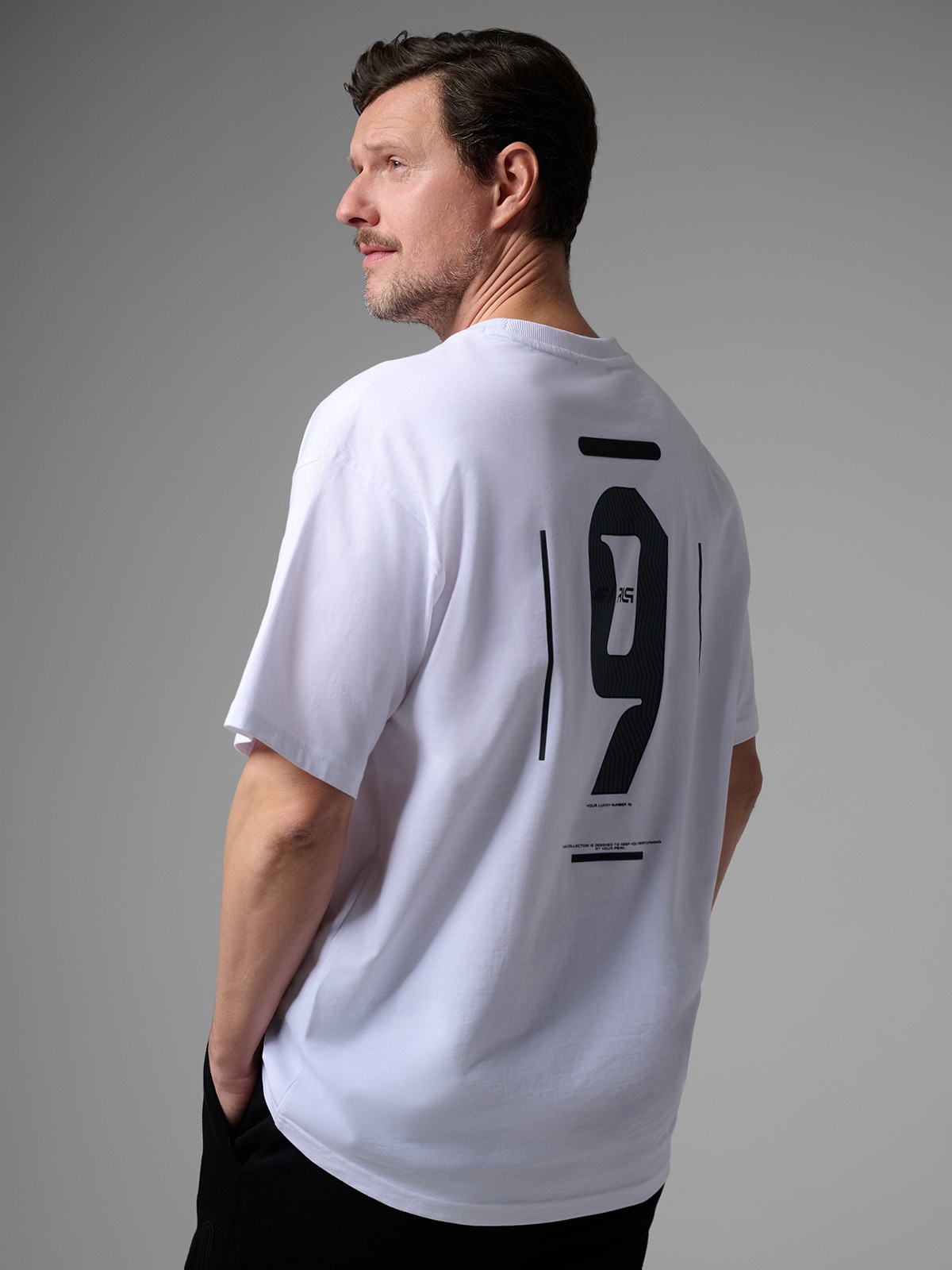 4F T-shirt loose z nadrukiem męski 4F x Robert Lewandowski - biały S