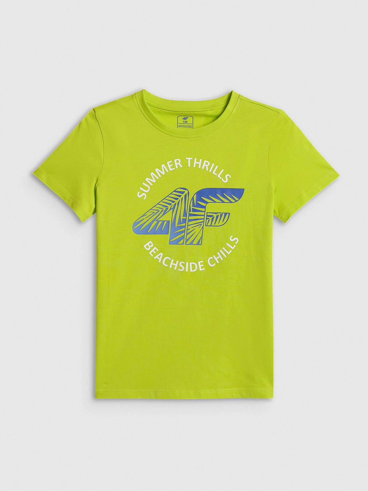 4F T-shirt loose z nadrukiem chłopięcy - zielony 164 (13-14 lat)