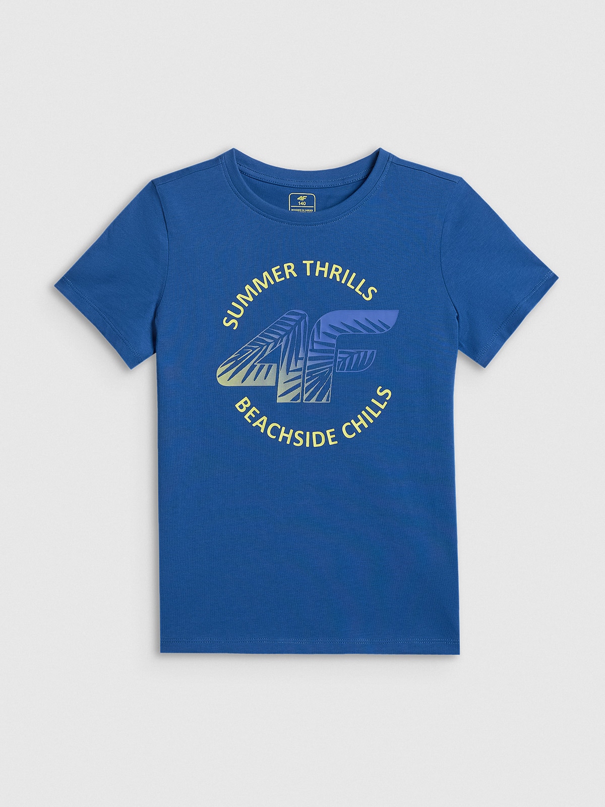 4F T-shirt loose z nadrukiem chłopięcy - niebieski 164 (13-14 lat)