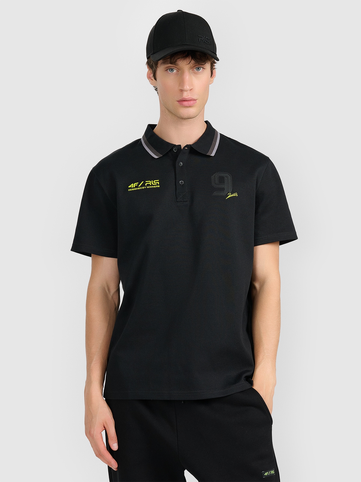 4F Koszulka polo regular męska 4F x Robert Lewandowski - czarna S