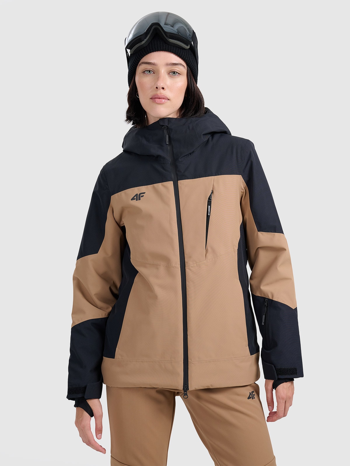 4F Kurtka narciarska membrana 8000 damska - brązowa XXL