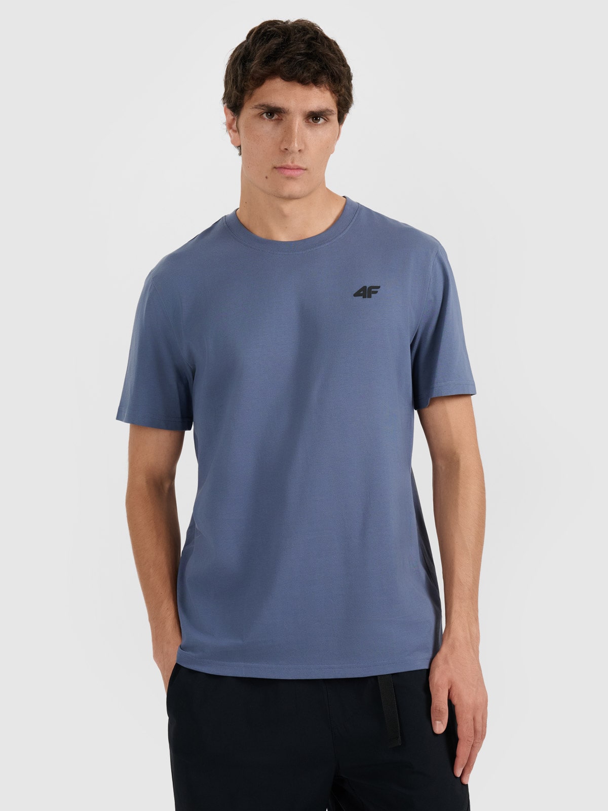 4F T-shirt regular gładki męski - granatowy XXL
