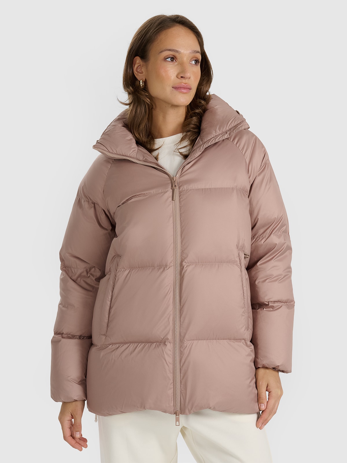 4F Kurtka puchowa z wypełnieniem naturalnym damska - beżowa S