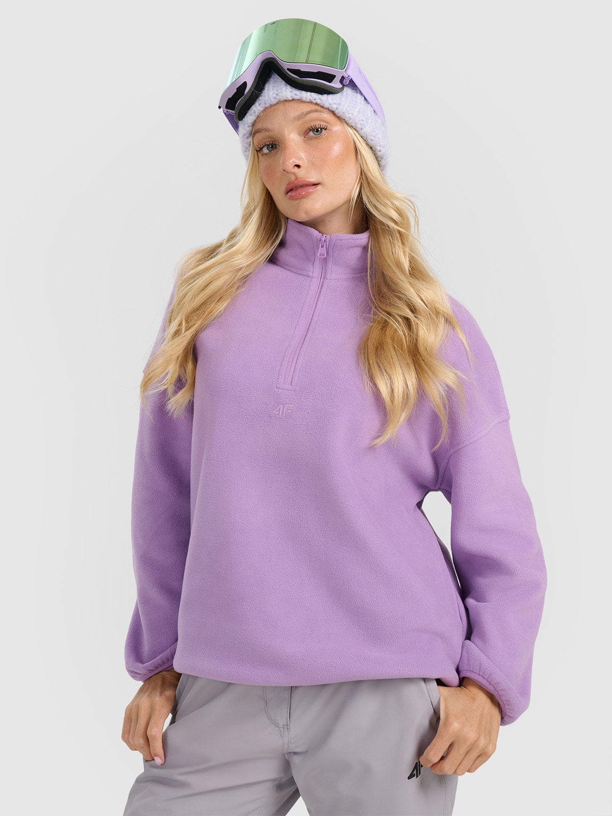 4F Polar ze stójką oversize damski - fioletowy XS
