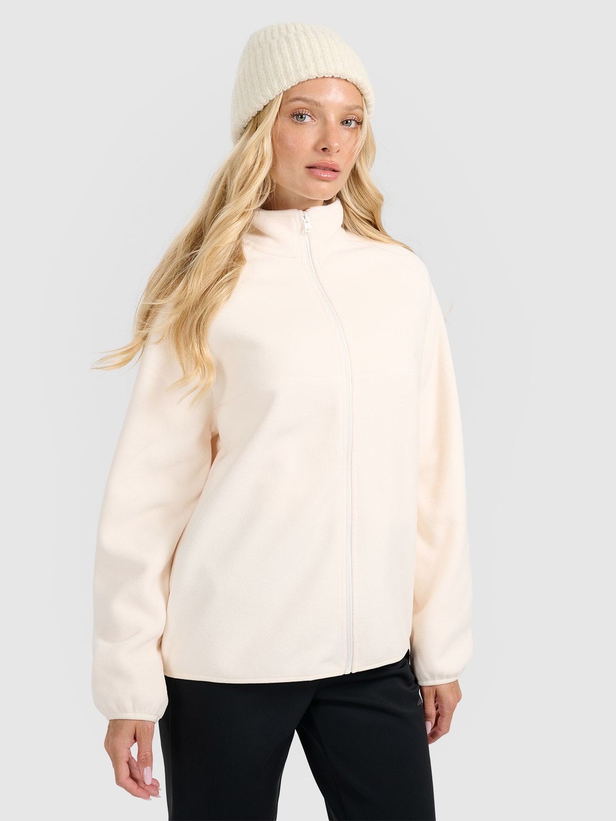 4F Polar ze stójką oversize damski - biały XS