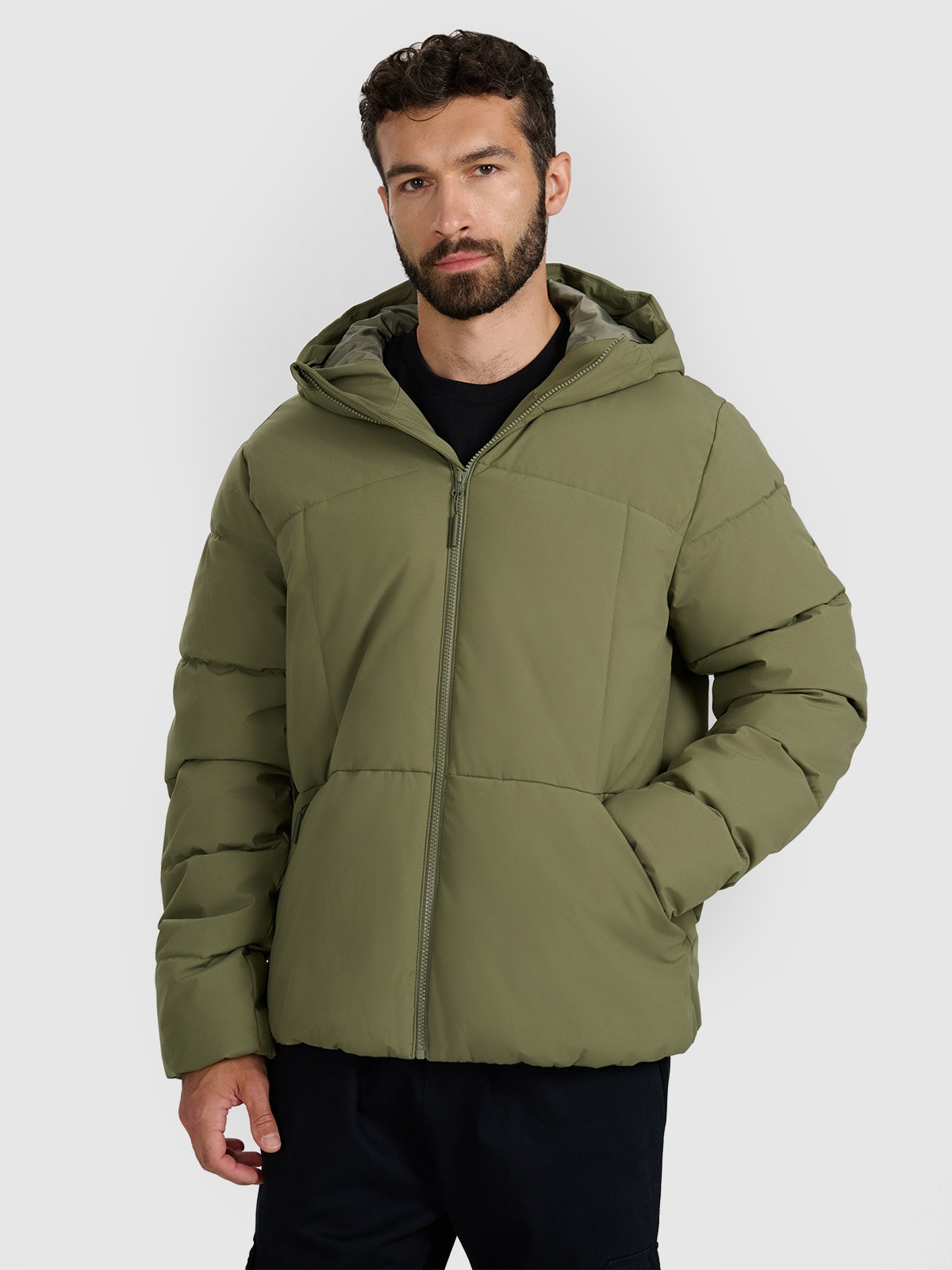 4F Kurtka puchowa z wypełnieniem syntetycznym męska - oliwkowa/khaki 3XL