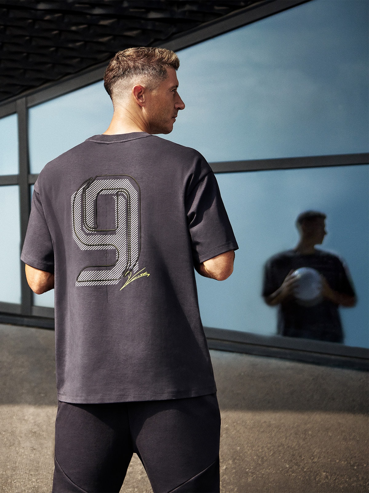 4F T-shirt oversize z nadrukiem męski 4F x Robert Lewandowski - szary L