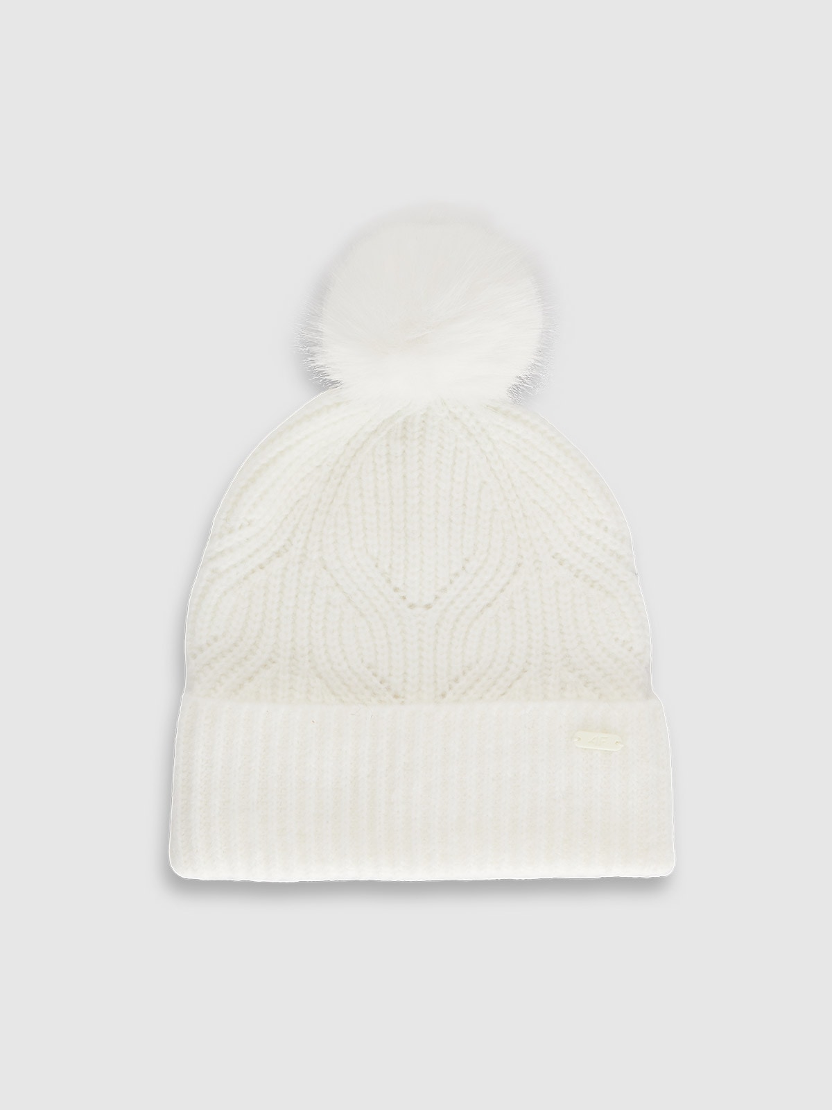4F Czapka z pomponem dziewczęca - biała Uniwersalny