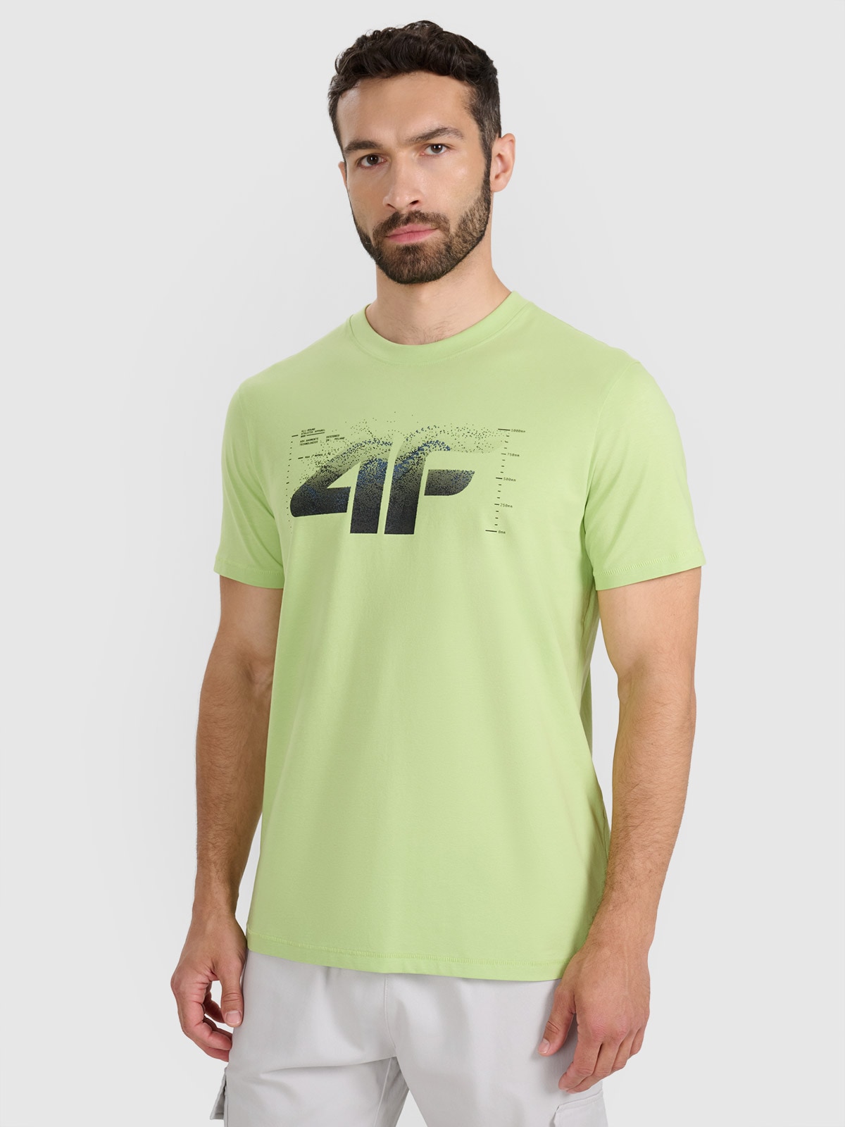 4F T-shirt regular z nadrukiem męski - zielony L