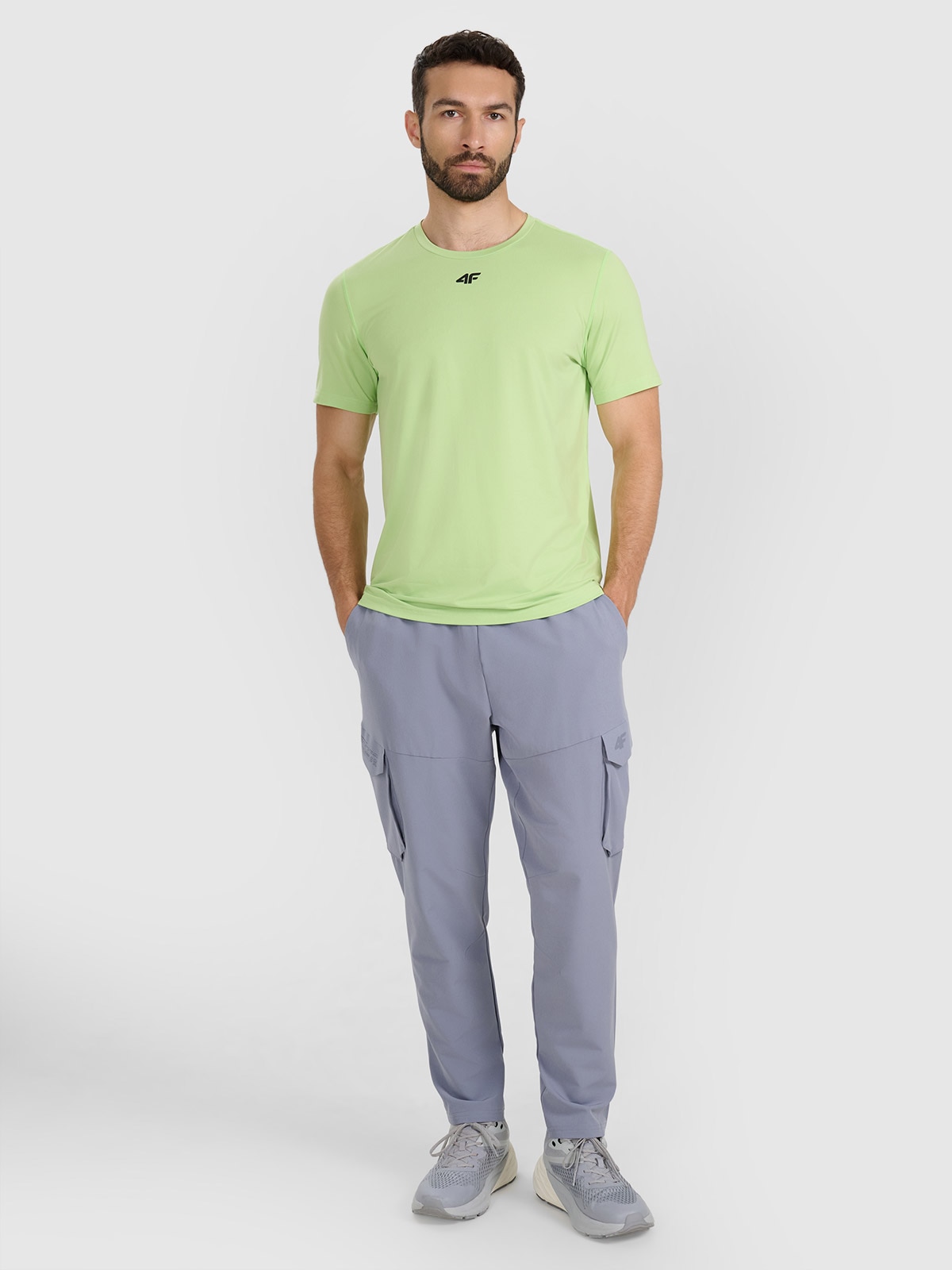 4F Spodnie treningowe szybkoschnące męskie - niebieskie L