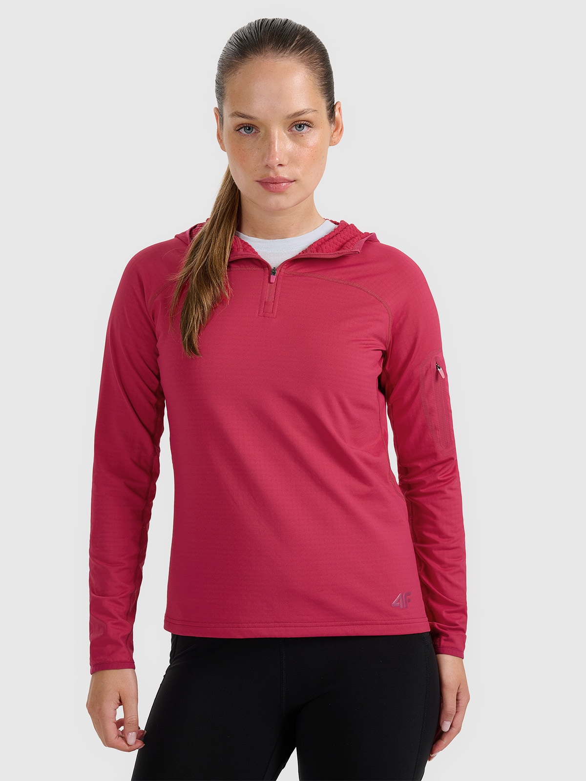 4F Bluza trekkingowa regular szybkoschnąca damska - różowa L