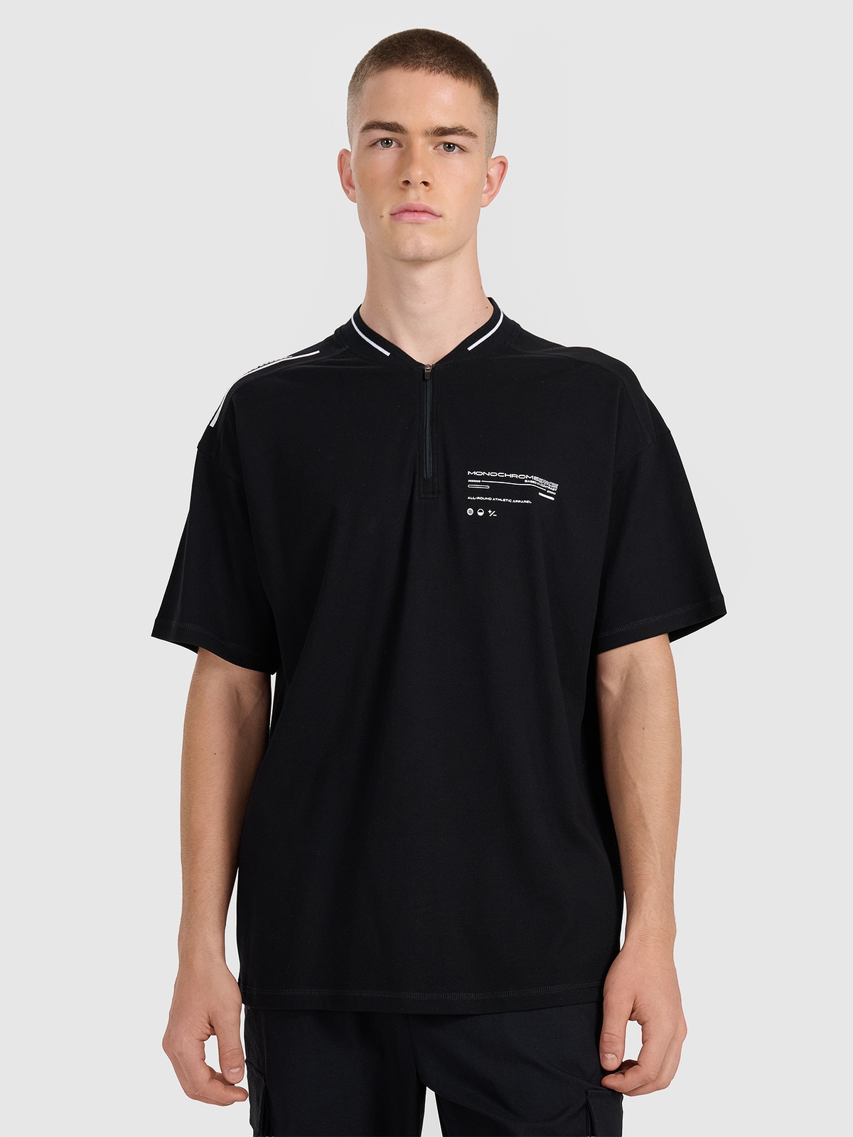 4F Koszulka polo oversize męska - czarna L
