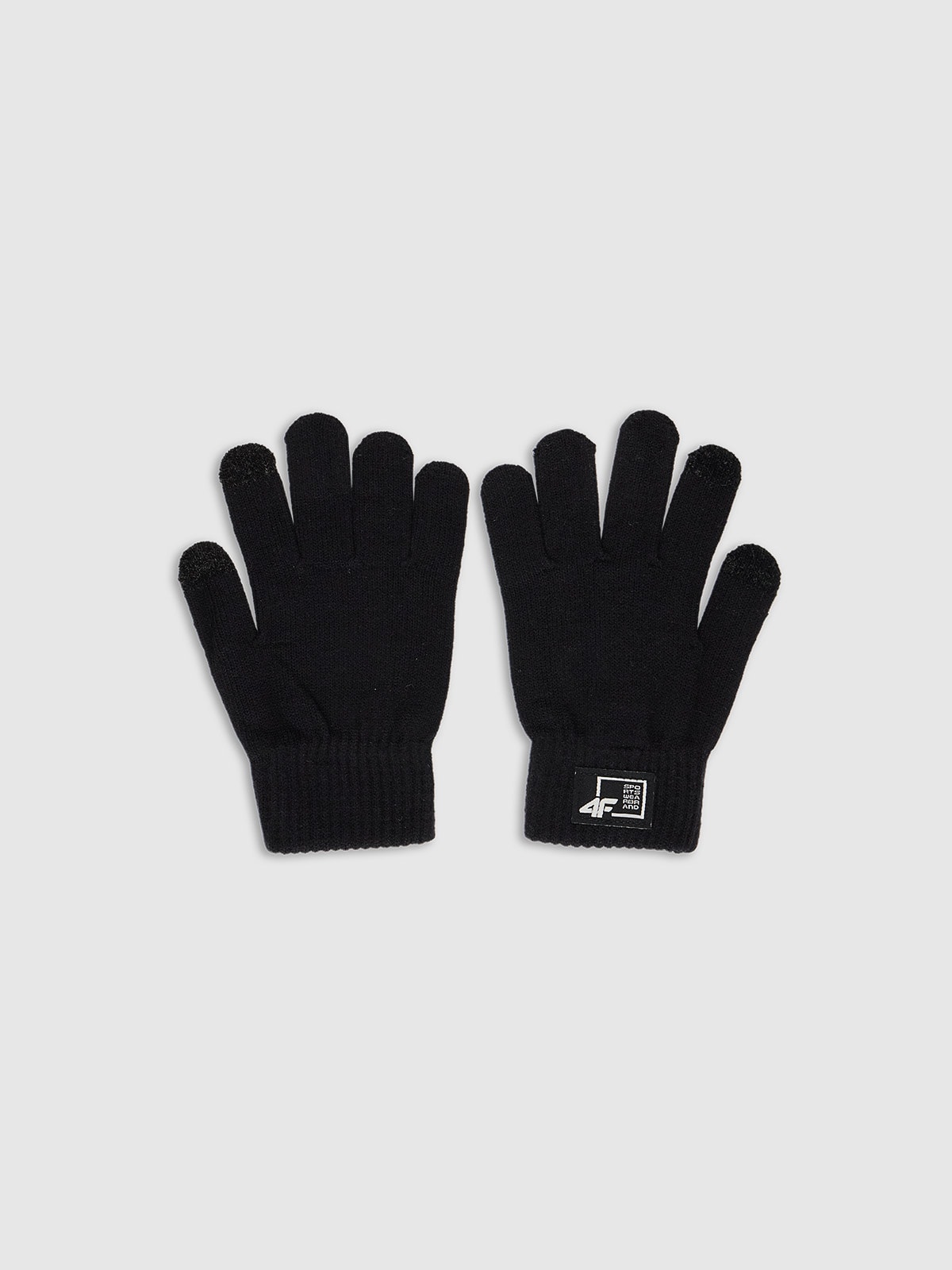 4F Rękawiczki dzianinowe z wiskozą dziecięce - czarne L/XL