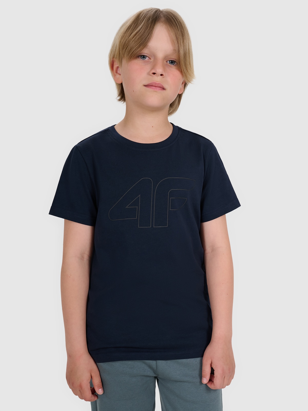 4F T-shirt regular z nadrukiem chłopięcy - granatowy 122 (6-7 lat)
