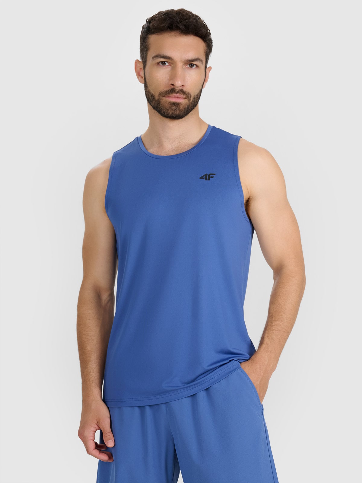 4F Tank top treningowy szybkoschnący męski - niebieski L