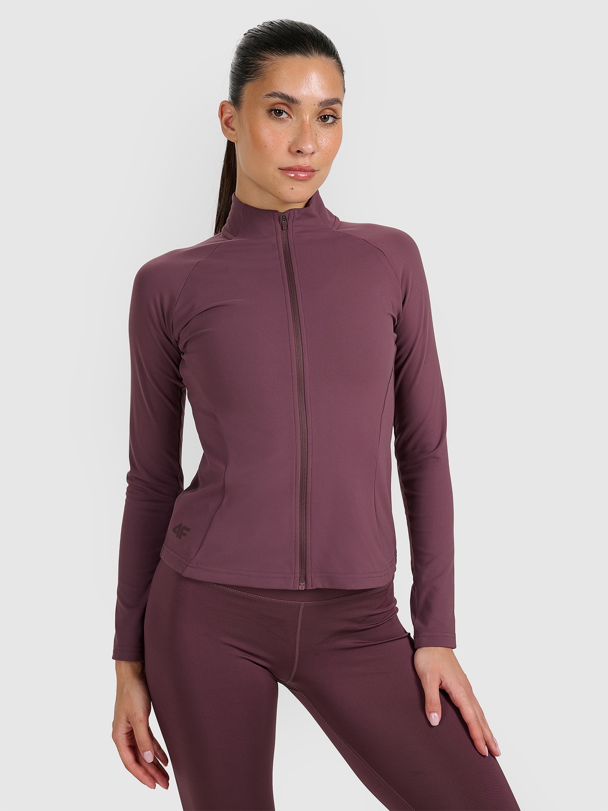 4F Bluza treningowa slim szybkoschnąca damska - brązowa L