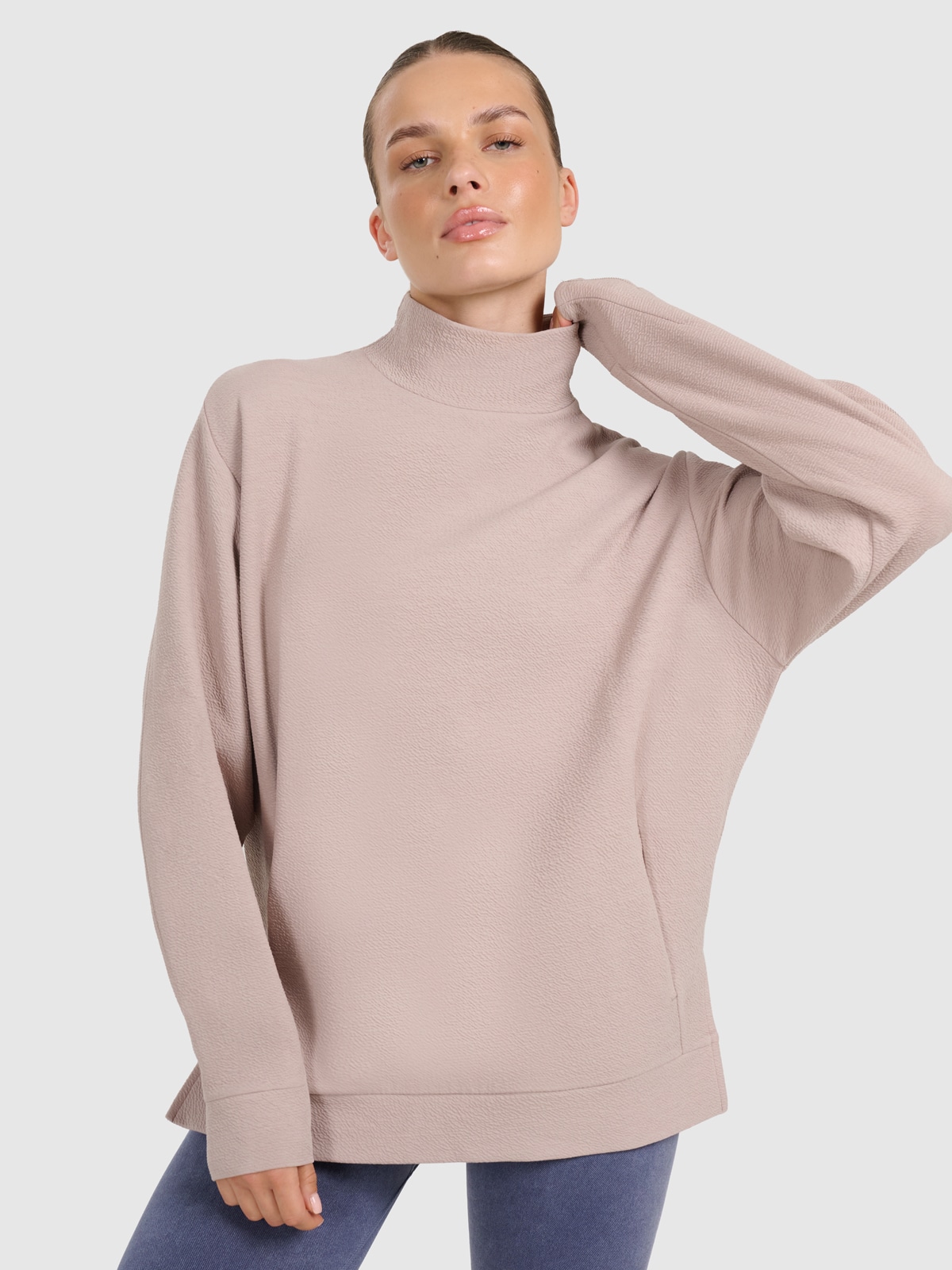 4F Bluza dresowa do jogi i pilatesu damska - beżowa L