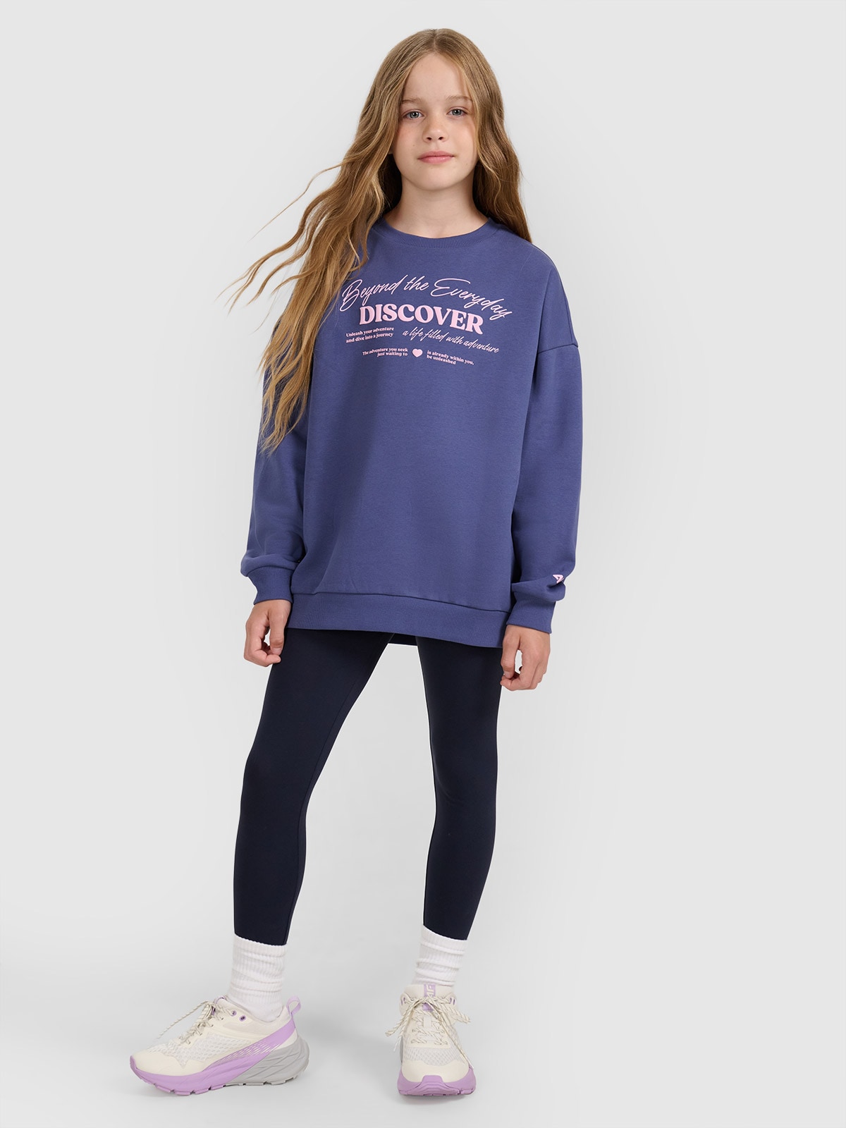 4F Legginsy dzianinowe dziewczęce - niebieskie 122 (6-7 lat)