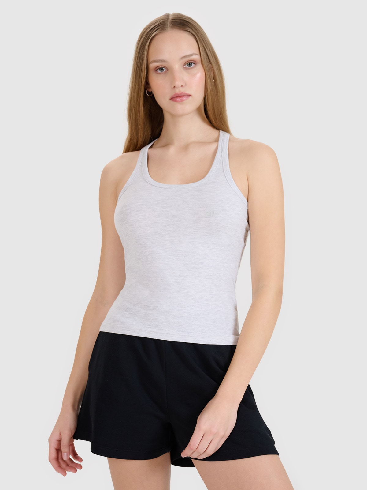 4F Top slim gładki damski - szary L