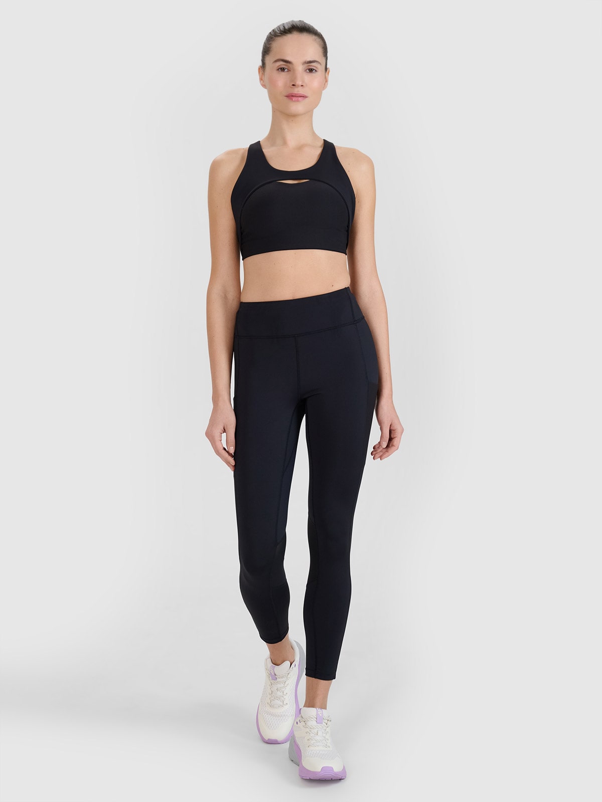 4F Legginsy treningowe z wysokim stanem damskie - czarne S