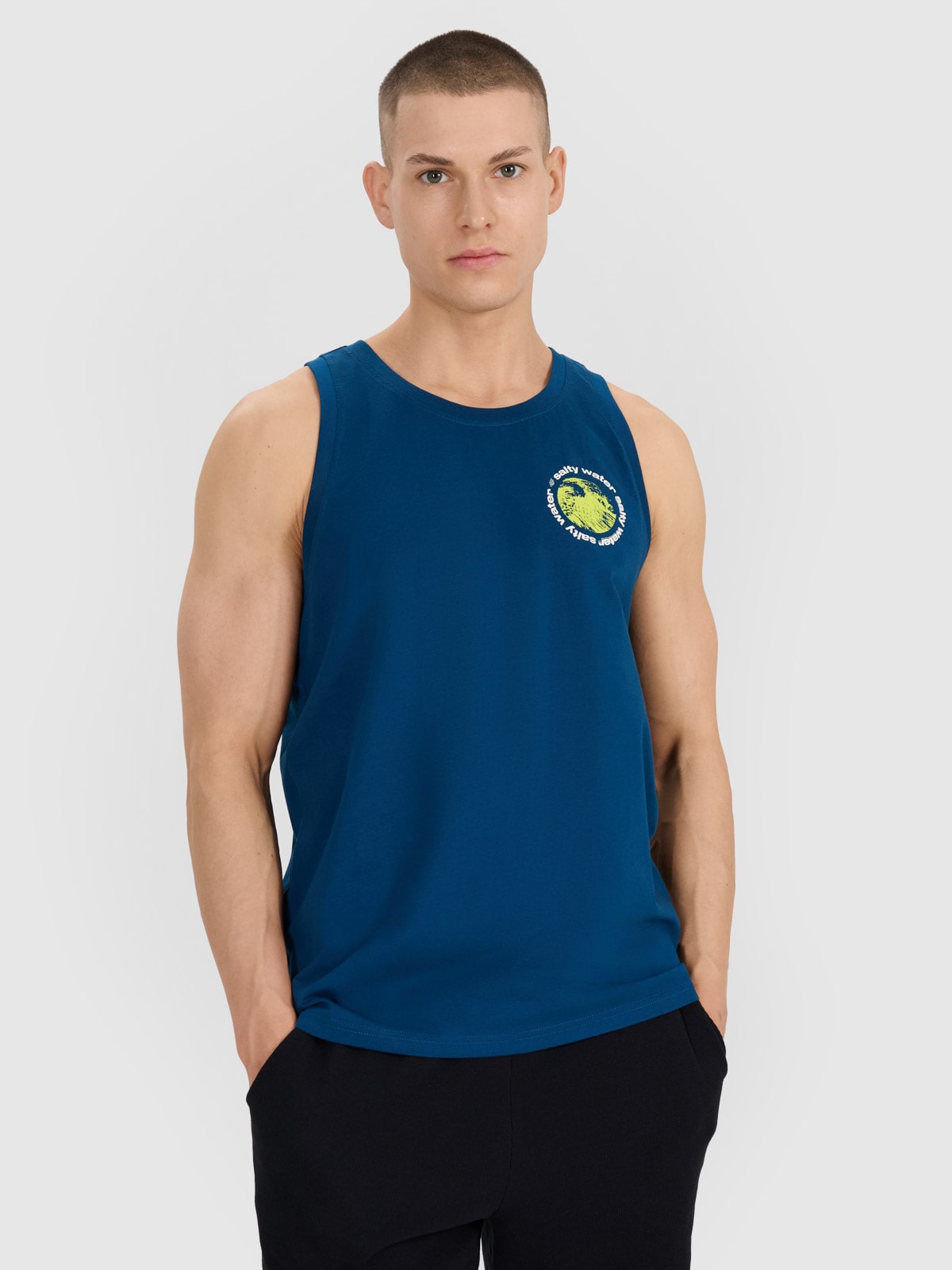 4F Tank top regular męski - turkusowy L