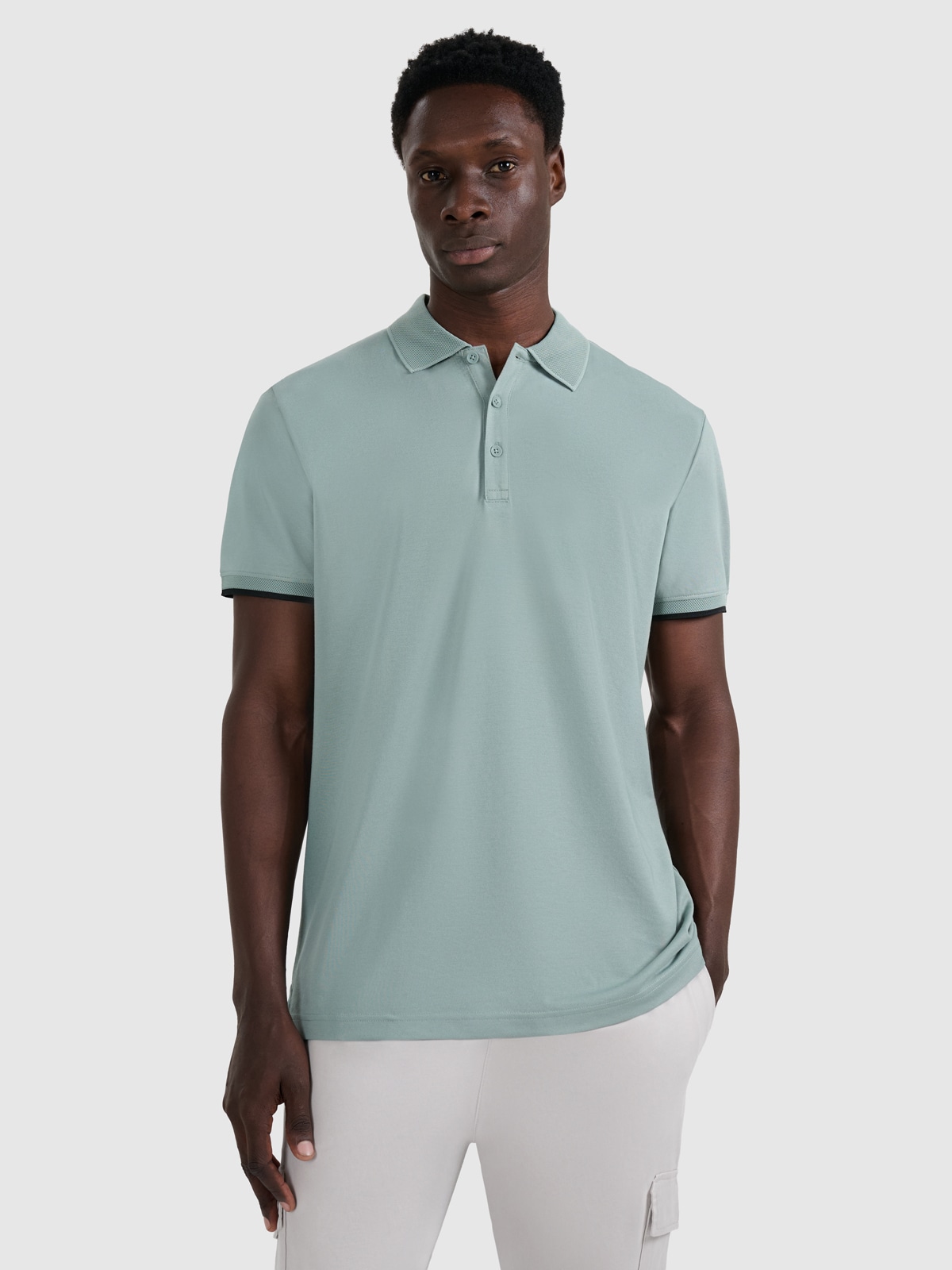 4F Koszulka polo regular męska - oliwkowa/khaki L