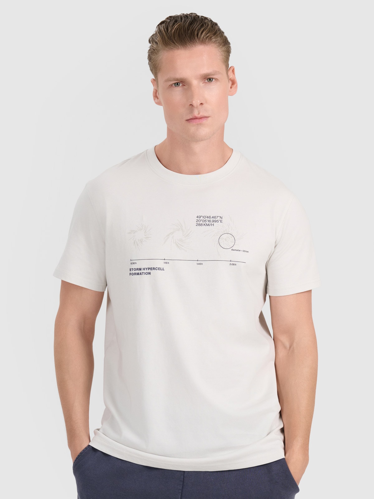 4F T-shirt regular z nadrukiem męski - szary L