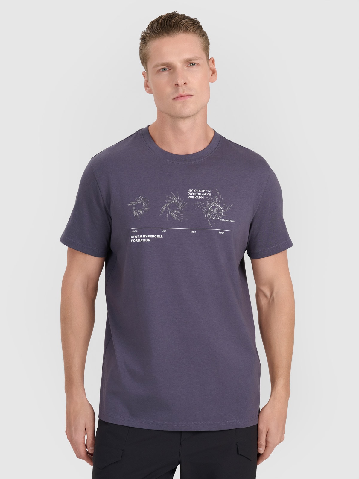 4F T-shirt regular z nadrukiem męski - szary L